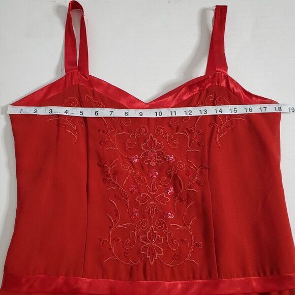 Tally Taylor Red Sheath Dress Size 12 Church Formal Beaded Sleeveless Womens - Picture 10 of 14